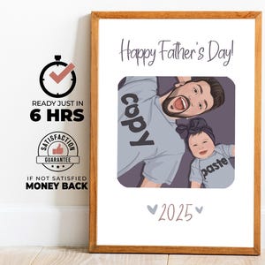 Regalo personalizzato per la festa del papà, ritratto personalizzato del papà, arte murale, festa del papà indimenticabile, ritratto di famiglia, papà e figlio, papà e figlia, regali