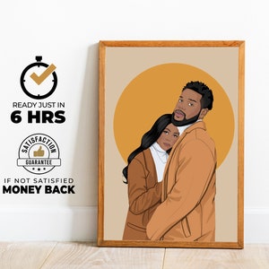 Custom Couple Portrait: Faceless Illustration, Engagement Photo (Digital File)