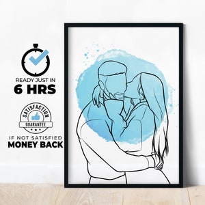 Aangepaste lijntekeningen voor koppels, gepersonaliseerd portret, tekening van foto, one line art, cadeau vriendje, cadeau vriendin, gepersonaliseerde illustratie
