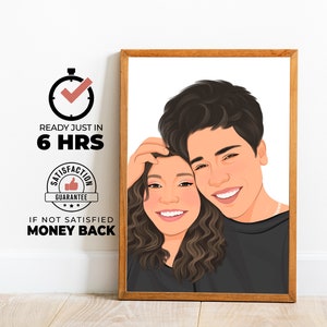 Digital Couple Portrait from Photo, Custom Wedding Anniversary, Wife, Husband Boyfriend, Engagement Gift, Personalized, Anniversary Gift