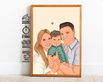 Custom Family Portrait Faceless Illustration from Photo Minimal Drawing Family Gift Personalized Portrait Parents Kids Artwork Modern