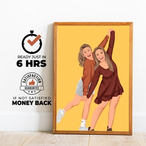 Presente personalizado para melhor amigo, presente personalizado para ela, presente personalizado para amigo, retrato sem rosto para melhor amigo, presente melhor amigo com menos de 10 anos