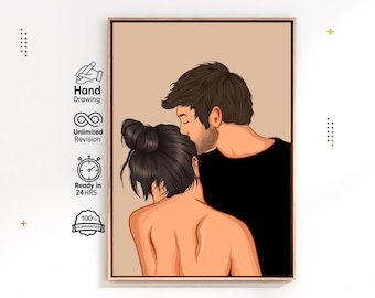 Custom Portrait Painting From Your Photo, Digital Painting, Custom Couple Portrait, Personalized Print for family