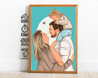 Custom Family Portrait from Photo Fathers Day Gift for Dad Personalized Family Illustration Faceless Portrait Kids Daddy Gift Modern Art