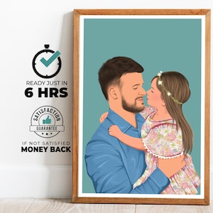 Regalo personalizzato per la festa del papà, ritratto personalizzato del papà, opera d'arte significativa, arte murale, festa del papà indimenticabile, regalo per papà, stampe digitali