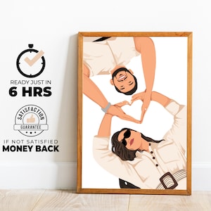 Couple Painting Gift - Custom Engagement Portrait - Romantic Art - Girlfriend & Boyfriend Present