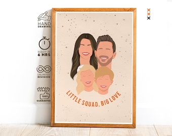 Ritratto personalizzato ad acquerello, ritratto di famiglia, ritratto personalizzato da foto, ritratti da foto, regali personalizzati, regalo di Natale,