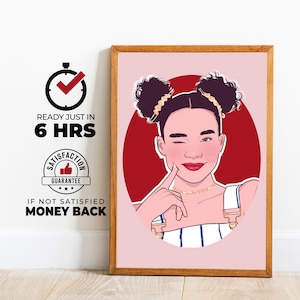 best friend Cartoon portrait from logo, Faceless Portrait for birthday, Birthday Gift for Her, Friendship gift, gift for bestie, anime logo