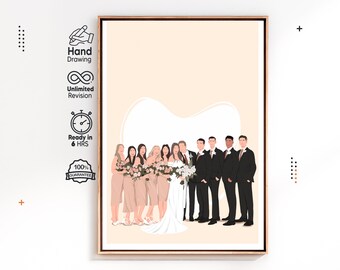 Bridesmaid Gift, Custom Wedding Portrait from Photo, Personalized Couple Drawing, Wedding Illustration, Bridal Shower Gift