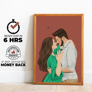 Impresión fotográfica de compromiso personalizada: regalo de ilustración de retrato sin rostro personalizado, descarga de arte imprimible sin rostro, regalo de retrato de pareja a partir de una foto