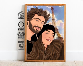 couple portrait, gift for couple, faceless portrait, engagement drawing, boyfriend portrait, family portrait, custom gift, Faceless Gift