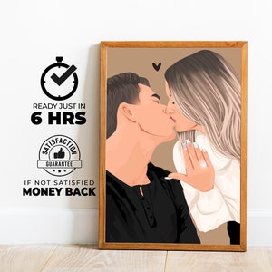 custom engagement gift, couples portrait, couple gift, engagement drawing, gift for couple, gift for her, marriage proposal,