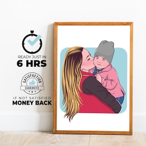 Benutzerdefinierte Cartoon Porträt Geschenk für Mama, Gesichtslos Porträt, Mutter Geschenk, personalisiertes Foto, Foto-Illustration, Geschenk für Mama, Muttertag