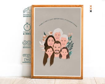 Ritratto personalizzato ad acquerello, ritratto di famiglia, ritratto personalizzato da foto, ritratti da foto, regali personalizzati, regalo di Natale