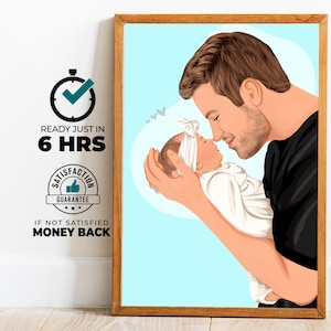Regalo personalizzato per uomo, regalo di compleanno personalizzato per il padre, ritratto dipinto del papà, regalo personalizzato per il compleanno del papà, regalo ritratto dei cartoni animati per papà