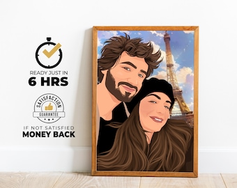 Custom Portrait, Couple Drawing, Personalized Illustration, Faceless Portrait, Boyfriend Gift, Cartoon Portrait, Personalized Gift For her