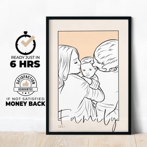 Eén lijntekening, aangepast portret koppel, aangepast familiecadeau, gepersonaliseerd huwelijksverjaardag, aangepaste lijn van foto