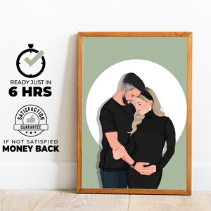 Benutzerdefinierte Schwangerschaft Porträt, personalisiertes Geschenk, Gesichtsloses Porträt, Freund Geschenk, Cartoon Porträt, Paar Zeichnung, personalisiertes Geschenk für ihn