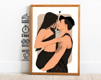 Custom Minimal Cartoon Portrait, Birthday Portrait Gift, Custom Illustration, Portrait From Photo, Couple Portrait, Family Portrait