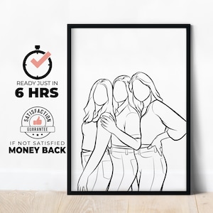 Regalo per la migliore amica, regalo di compleanno personalizzato per la fidanzata, disegno a tratteggio, regalo di amicizia per anniversario di matrimonio