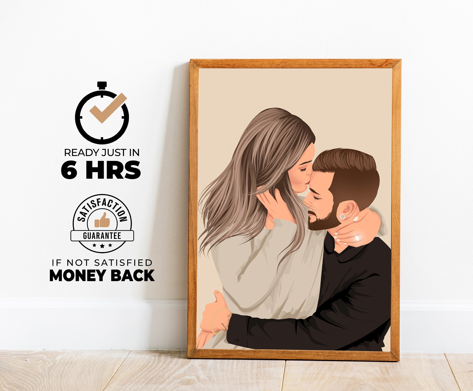 Custom Couple Portrait from Photo: Faceless Engagement Gift (Digital File)