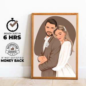 Engagement illustration from photo, Digital custom couple portrait, engagement illustration, unique engagement gift
