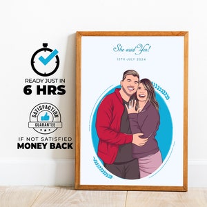 Engagement Portrait from Your Photo, Custom Digital Painting for Couples, personalised portrait, boyfriend gift, girlfriend gift