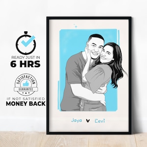 Custom Couple Portrait: Faceless Engagement Photo Art (Digital File)