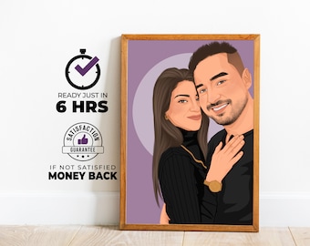 Custom Couple Portrait | Engagement Drawing | Family Illustration | Personalized Artwork | Unique Gift for Him & Her | Digital Keepsake