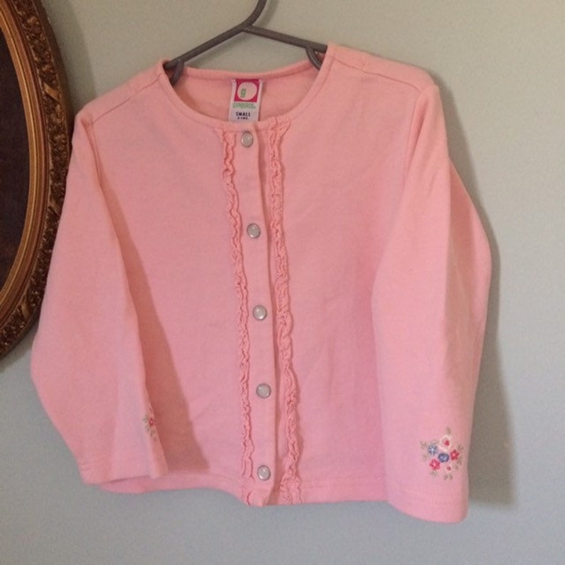 Pink snap up floral embroidered vintage gymboree toddler sweater