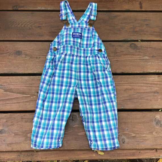 blue plaid overalls