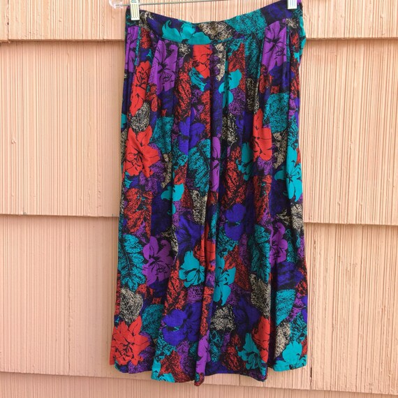 Bright and bold abstract flowers vintage skirt | Etsy