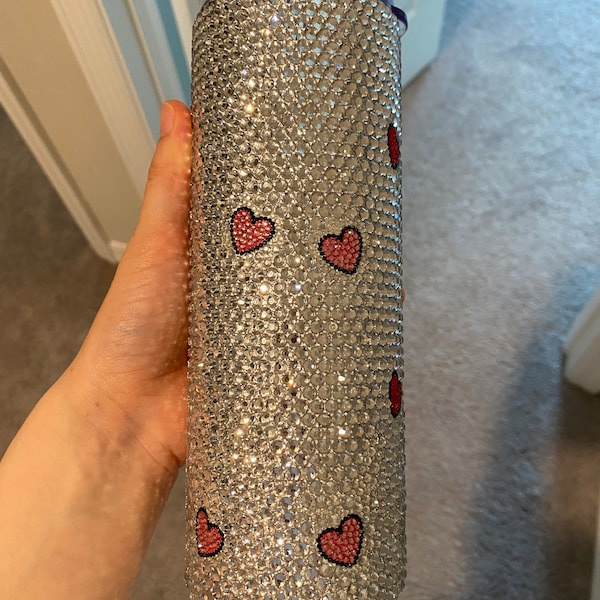 Bedazzled hearts tumbler