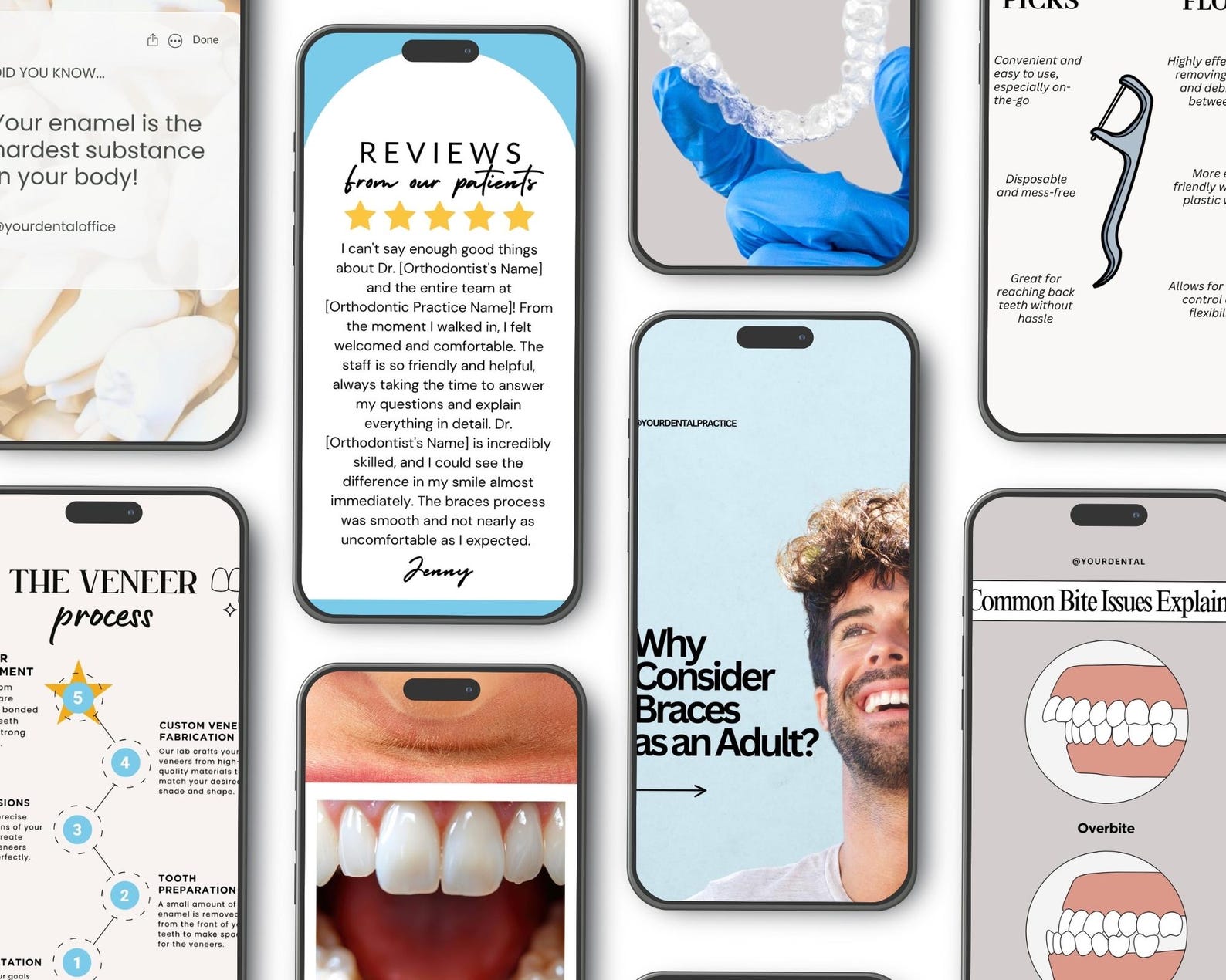 Orthodontist Instagram Templates Braces Invisalign Social Media Kit