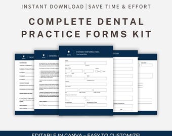 Dental Practice Forms Bundle: Patient Intake, Consent & Treatment (Canva)