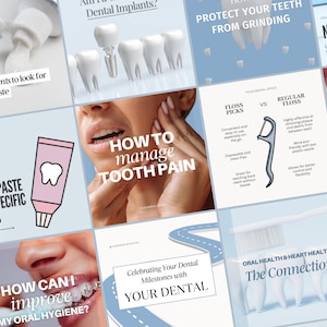 Elite Denim Social Media Kit, Instagram Vorlagen für Zahnärzte, Canva Vorlagen für Zahnarztpraxen, Zahnaufhellung & Implants Marketing