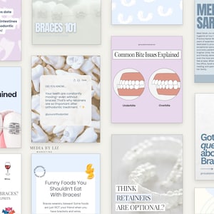 Orthodontist Instagram Templates: Dental Social Media Kit (Canva Editable)