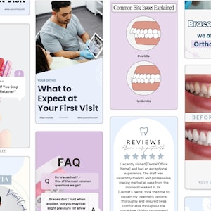 Orthodontist Instagram Story Templates: Dental Social Media Canva Templates