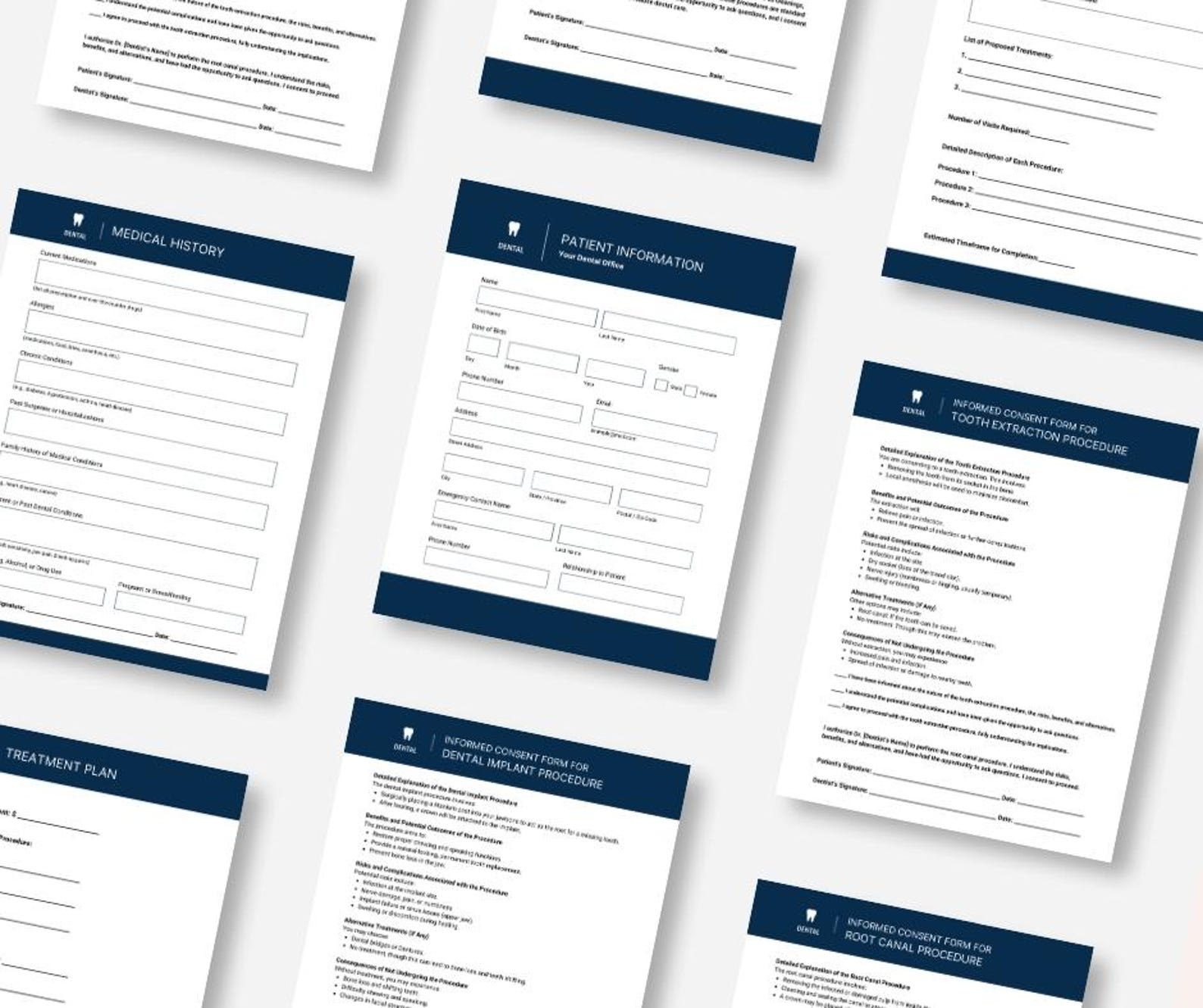 Dental Practice Forms Bundle: Patient Intake, Consent & Treatment ...