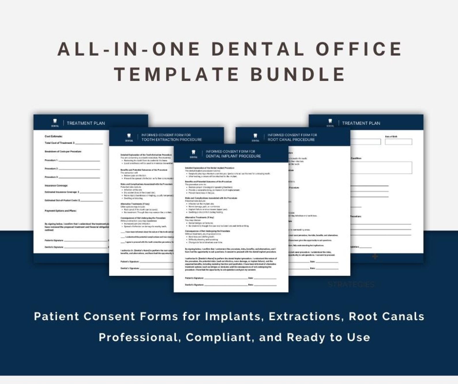 Dental Practice Forms Bundle: Patient Intake, Consent & Treatment ...