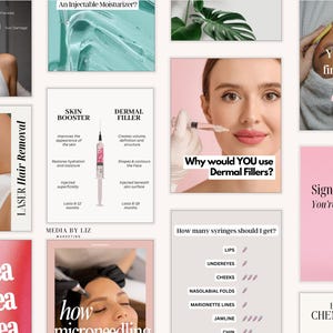 Med Spa Social Media Post Templates for Canva | 70 Instagram Posts Only | Aesthetic & Injector Marketing Kit