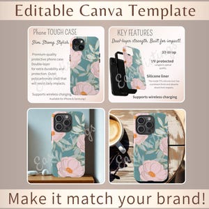 Tough Case Mockup Bundle, Canva Editable Templates, Etsy Seller mock-up Listing, POD Customizable Kit, Phone Case iPhone 16-17 Printify Real image 5