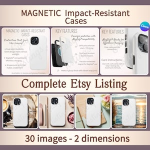Magsafe Phone Case Mockup, Editable Canva Template for POD Listings images to Sell on Etsy & Video Mock-Up, Magnetic Impact-resistant Case
