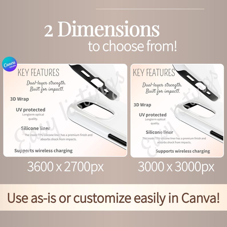 Tough Case Mockup Bundle, Canva Editable Templates, Etsy Seller mock-up Listing, POD Customizable Kit, Phone Case iPhone 16-17 Printify Real image 4