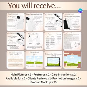 Tough Case Mockup Bundle, Canva Editable Templates, Etsy Seller mock-up Listing, POD Customizable Kit, Phone Case iPhone 16-17 Printify Real image 2