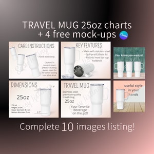 Tumbler Sizing Chart, New Seller ,Etsy Listing, 25oz Tumbler Listing Mockup, Canva mockup, Size Chart, POD Mockup, Printiful Chart Tool