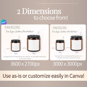 Jar Candle Mockups Bundle, Canva Customizable Mockup Template, Candle Care Card Product Information, Scented Soy Candle Multi-Size Amber Jar image 3