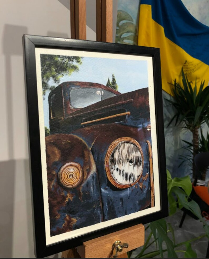 Cadeau pour voiture personnalisé, peinture à l'huile de voiture sur toile, peinture automobile, oeuvre d'art de voiture classique, décoration de passionné de voiture, cadeau de fête des pères image 3