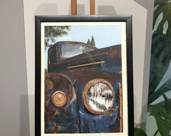 Cadeau pour voiture personnalisé, peinture à l'huile de voiture sur toile, peinture automobile, oeuvre d'art de voiture classique, décoration de passionné de voiture, cadeau de fête des pères