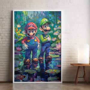Mario & Luigi at the Lake - Digital Print | Mario Art | Video Game Wall Decor | Nintendo Fan Art | Instant Download